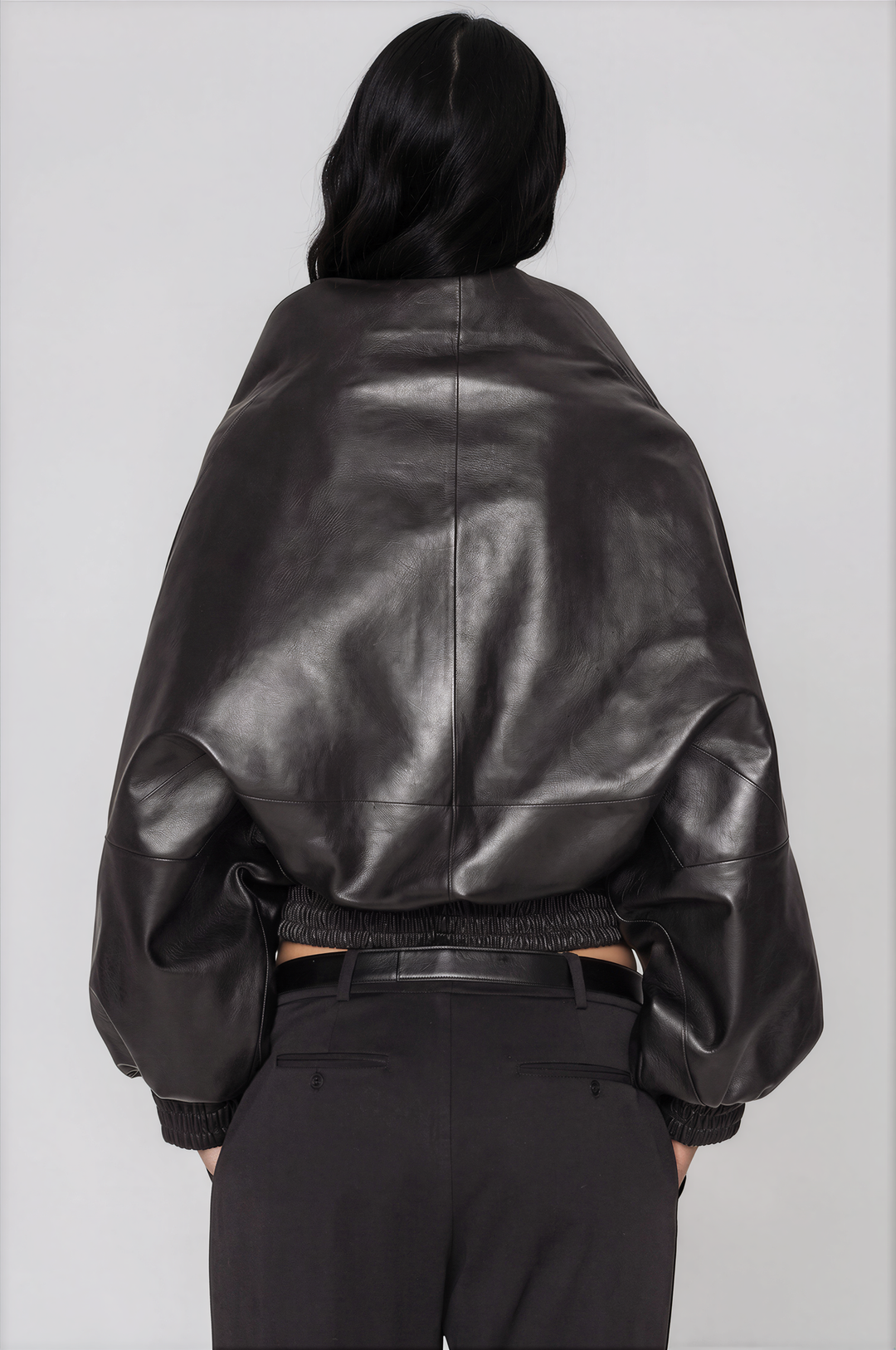 Sculpted Leather Wrap Jacket