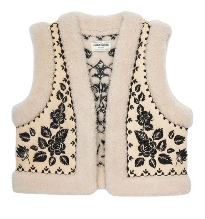 zadig & voltaire Embroidered Shearling Vest
