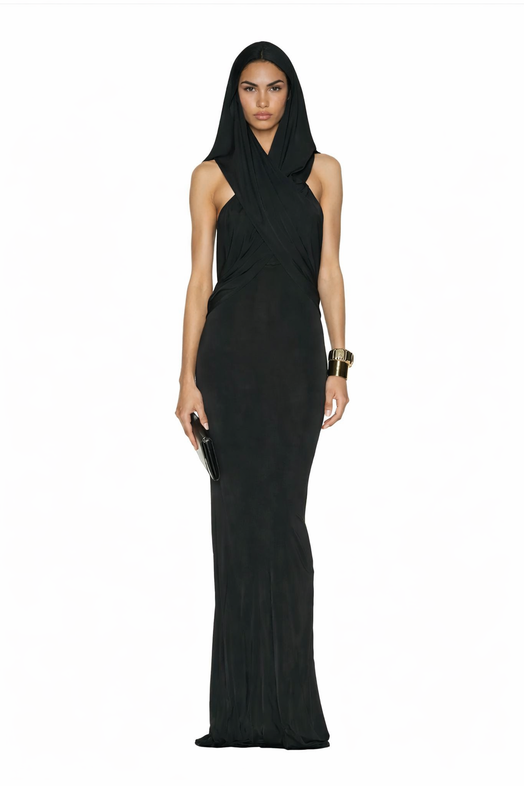 Noir Hood Column Gown