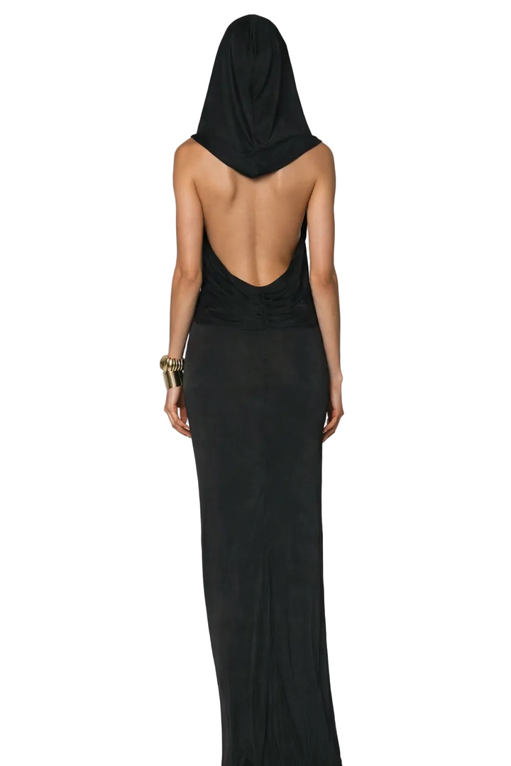 Noir Hood Column Gown