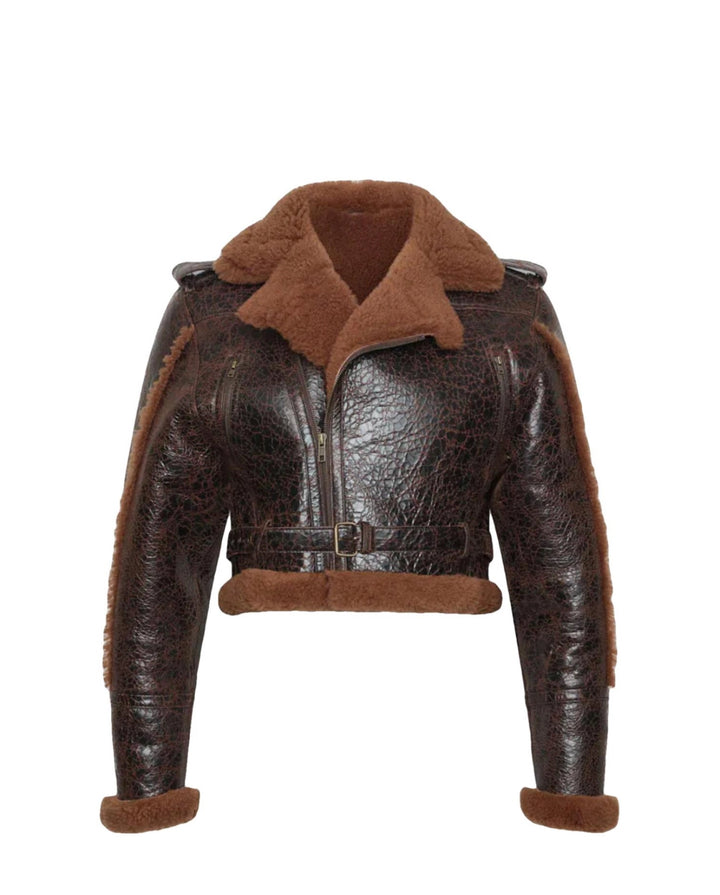 shearling aviator jacket in chestnut