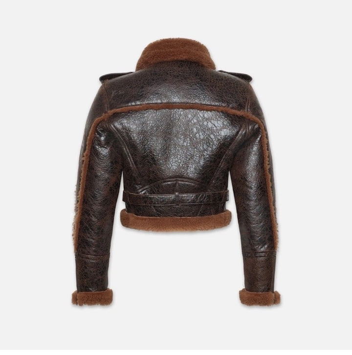 shearling aviator jacket in chestnut