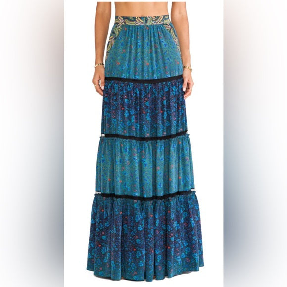 marchesa vintage floral silk maxi skirt